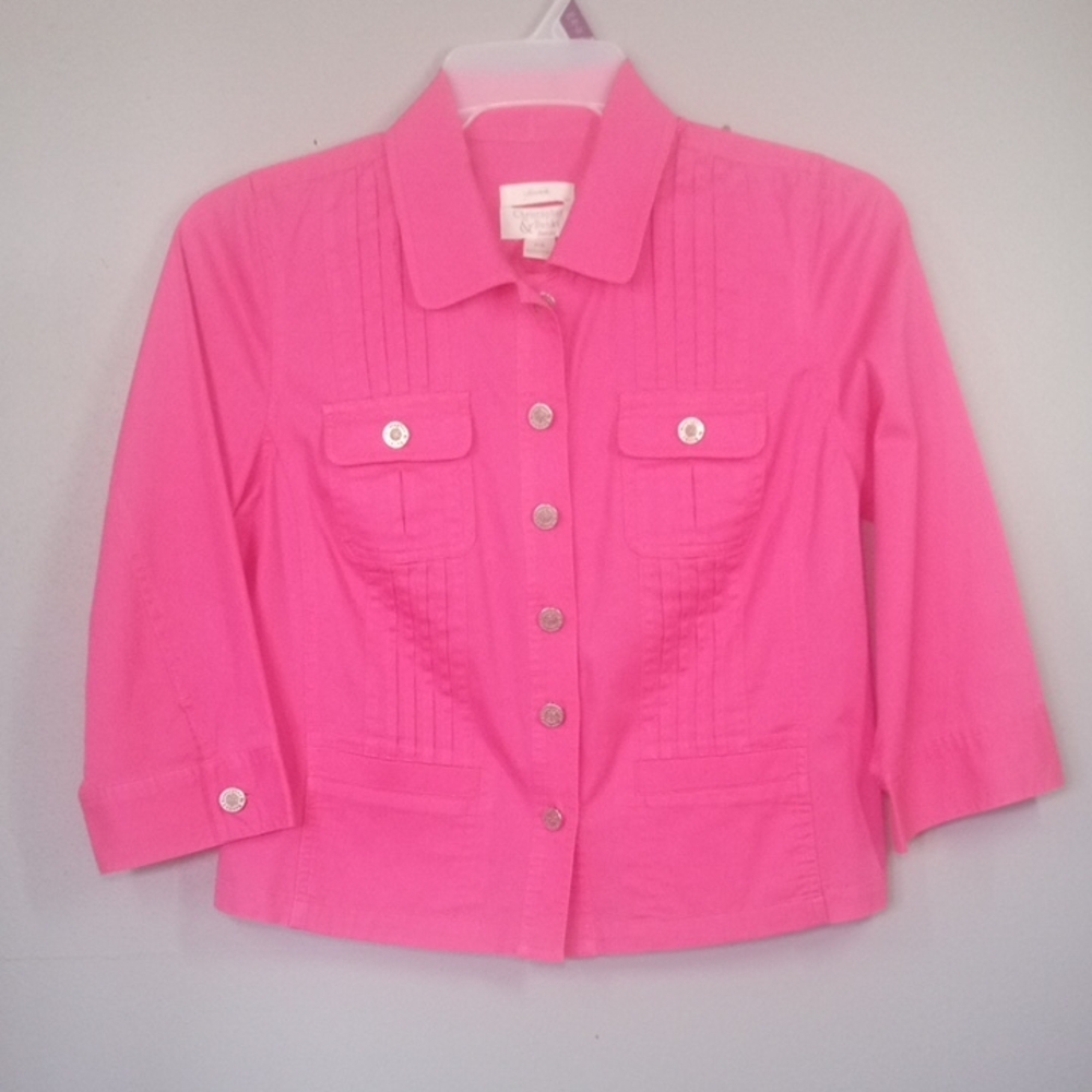 Christopher & Banks Women's Vibrant Pink Jacket Size Petite Small